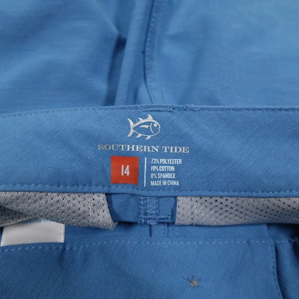 Southern Tide Shorts Boys Size 14 Blue Heathered T3 Gulf Performance Lightweight